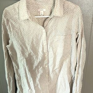 Caslon Beige Polka Dot Shirt